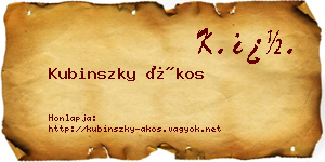 Kubinszky Ákos névjegykártya