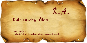 Kubinszky Ákos névjegykártya