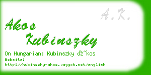 akos kubinszky business card